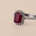 Zonder minimumprijs - Ring Zilver - 1.17ct. tw. Robijn -