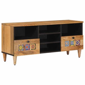 vidaXL TV Kast met lade Naturel 100 x 33 x 46 cm Massief, Verzenden