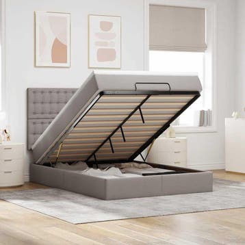 vidaXL Ottoman bed met matras 140x200cm stof taupe, Verzenden, Nieuw