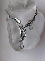 Argent, Nacre et Turquoise - Collier - Style Art nouveau