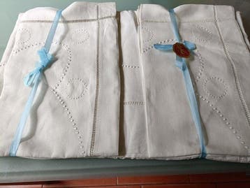 fleur bleue - Drap de lit (3) - 310 cm - 235 cm, Antiek en Kunst