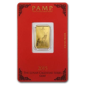 5 grammes - Or .999 - 2015 5 grams 9999 Gold Bar PAMP Suisse