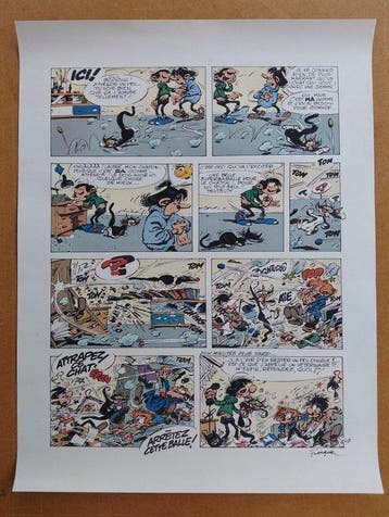 Franquin - 1 Silkscreen - Gaston - Le Chat et la gomme -, Livres