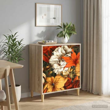 vidaXL Ladekast GENNEP Lelieprint 66 x 36,5 x 75 cm Bewerkt, Verzenden, Nieuw