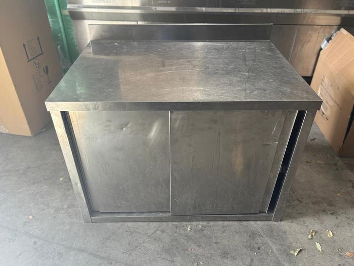 RVS Tafel met schuifdeuren - 100x70x70 bxlxh, Articles professionnels, Horeca | Équipement de cuisine, Enlèvement ou Envoi