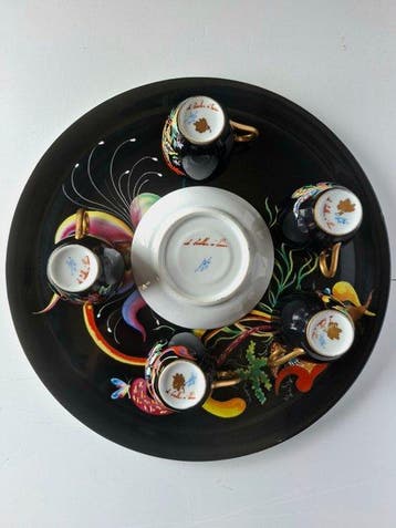 Le Tallec - Servicio de café de 7 piezas con bandeja.