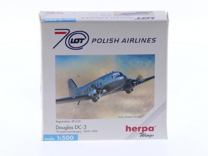 Schaal 1:500 Herpa 511421 LOT Polish Airlines Douglas DC-..., Hobby & Loisirs créatifs, Modélisme | Avions & Hélicoptères, Enlèvement ou Envoi