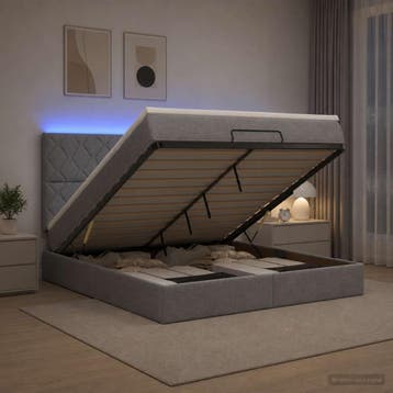 vidaXL Ottomaanse Bed met Matras en LED Lichtgrijs 160 x 200, Verzenden, Nieuw