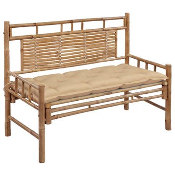 vidaXL Tuinbank met kussen 120 cm bamboe, Tuin en Terras, Verzenden, Nieuw