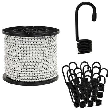 vidaXL Bungee Koorden met Haken 10 mm Zwart en Wit PP en, Verzenden, Nieuw