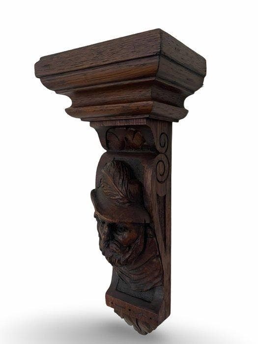 Snijwerk, Barokstijl handgesneden houten wandconsole - 30 cm, Antiquités & Art, Antiquités | Autres Antiquités