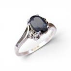 Zonder minimumprijs - Ring Zilver - Saffier (Gecertificeerd), Nieuw