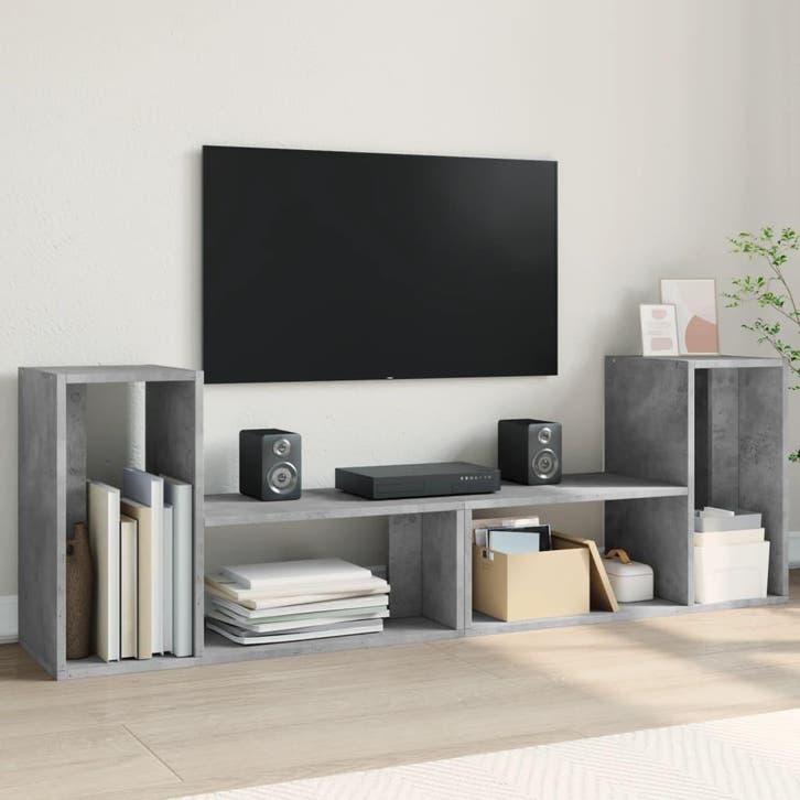 vidaXL Tv-meubelen 2 st 75x30x50 cm bewerkt hout betongrijs, Huis en Inrichting, Kasten |Televisiemeubels, Nieuw, Verzenden