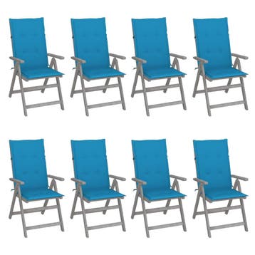 vidaXL Tuinstoelen 8 st verstelbaar met kussens acaciahout, Tuin en Terras, Tuinstoelen, Verzenden, Nieuw