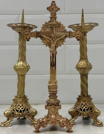 Kruis (3) - Verguld brons, Verguld messing - 1850-1900 -