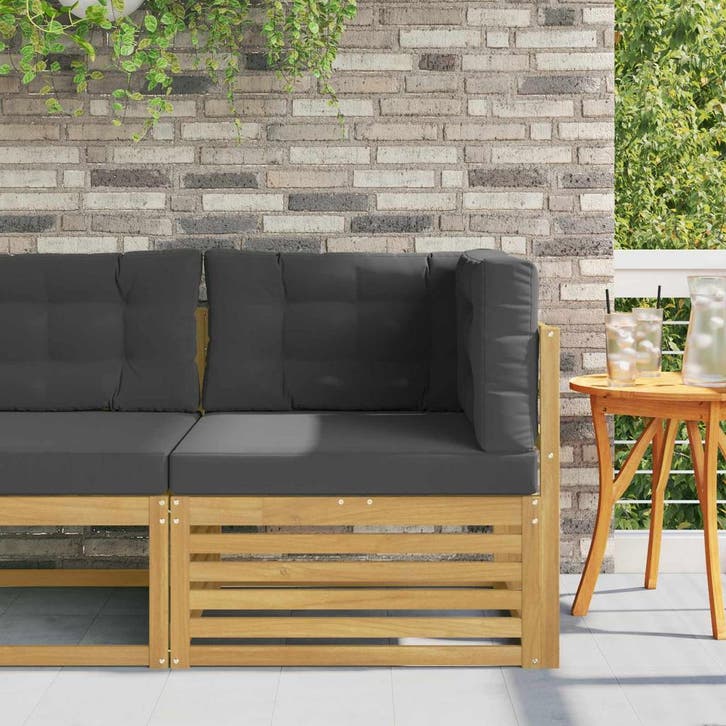 vidaXL Buitenhoekbank Massief Acacia Hout Wit, Tuin en Terras, Tuinsets en Loungesets, Nieuw, Verzenden