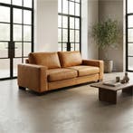 Leren bank Enjoy - 2,5 zits - Kenia Cognac (cognac) - Poten, Nieuw, Ophalen of Verzenden, Modern, 200 tot 250 cm