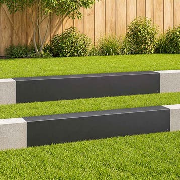 vidaXL Afdekprofiel voor tuinranden 2 st 100 x 10 x 15 cm, Verzenden