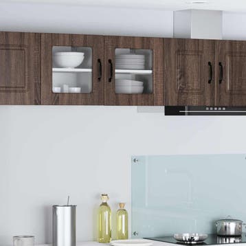 vidaXL Wandglas Kasten PORTO 2 st Bruin Eiken Bewerkt hout, Huis en Inrichting, Verzenden, Nieuw