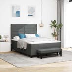 vidaXL Boxspring bed met hoofdeinde Donkergrijs 140 x 200 cm, Verzenden, Nieuw
