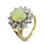 Ring - 14 karaat Exclusieve 14K geelgouden opaal- en 0,72 ct, Nieuw