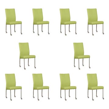 Set van 10 Leren eetkamerstoelen Comfort met wieltjes -, Huis en Inrichting, Ophalen of Verzenden, Nieuw, Leer, Eén