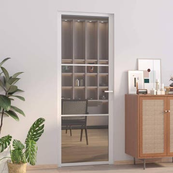 vidaXL Binnendeur 76x201,5 cm ESG-glas en aluminium wit, Doe-het-zelf en Bouw, Verzenden, Nieuw