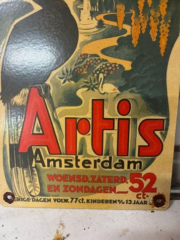 Emaille bord – Artis Amsterdam – vintage dierentuin reclame