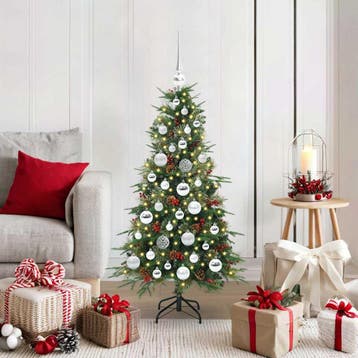 vidaXL Kunstmatige Hinged Kerstboom met 150 LED Groen 120 cm, Verzenden