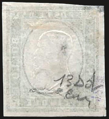 Italiaanse oude staten - Sardinië - 5 cent groen-brons -, Gestempeld