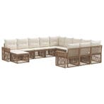 vidaXL Tuinbank Set 12 pcs Beige en Crème Wit poly rattan, Verzenden, Nieuw