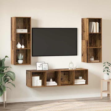 vidaXL Tv-meubelset 3 st Oud Hout Bewerkt hout, Verzenden