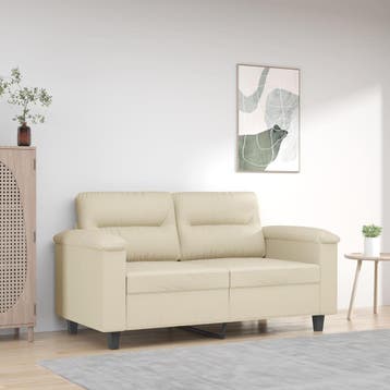 vidaXL Tweezitsbank / zetel 120 cm kunstleer crèmekleurig, Maison & Meubles, Canapés | Salons, Verzenden