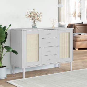 vidaXL Dressoir SENJA rattan-look 112x40x80 cm massief, Verzenden, Nieuw