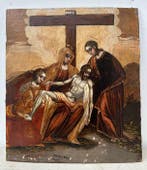 Scuola Veneto Cretese (XVII) - Compianto sul Cristo morto, Antiek en Kunst