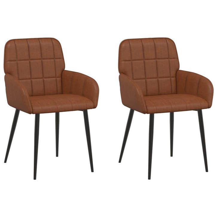 vidaXL Eetstoelen 2 pcs Kunstleer Bruin 56,5 x 50 x 86 cm, Maison & Meubles, Chaises, Envoi