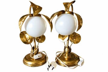Tafellamp - Verguld messing - Set van twee lampen