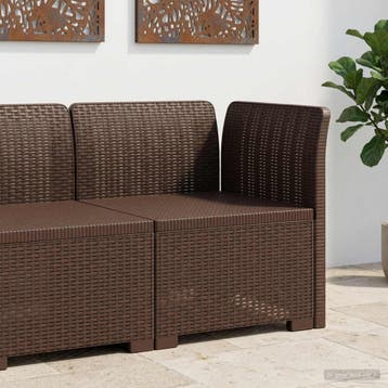 vidaXL Eén-zits Tuin Sofa Rieten Look PP Bruin, Tuin en Terras, Verzenden, Nieuw