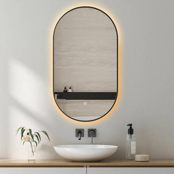 LED Spiegel 40x75cm | 18W | Zwart | Dimbaar | Verwarming, Huis en Inrichting, Woonaccessoires | Spiegels, Nieuw, Verzenden