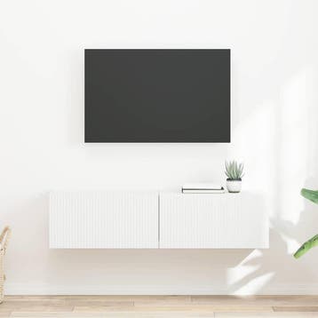 vidaXL TV Wandkast 2 st Wit Bewerkt hout, Verzenden, Nieuw