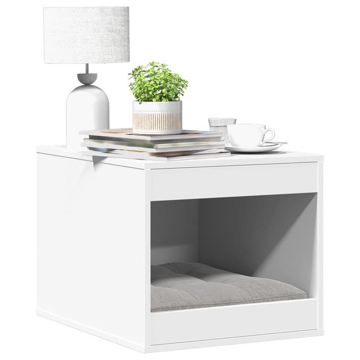 vidaXL Kattenbakkast 47x59x42 cm bewerkt hout wit, Animaux & Accessoires, Accessoires pour chats, Envoi