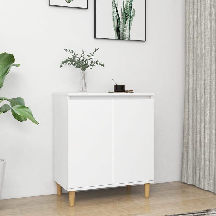 vidaXL Dressoir met massief houten poten 60x35x70 cm bewerkt, Huis en Inrichting, Kasten | Dressoirs, Nieuw, Verzenden