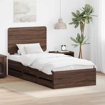 vidaXL Bedframe met lade Bruin Eiken 75 x 190 cm, Verzenden