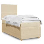 vidaXL Boxspring met matras stof crèmekleurig 90x200 cm, Huis en Inrichting, Slaapkamer | Bedden, Verzenden, Nieuw