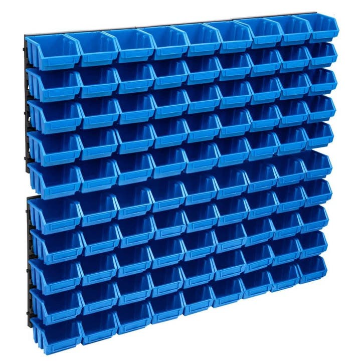 vidaXL 96-delige Opslagbakkenset met wandpanelen blauw en, Doe-het-zelf en Bouw, Gereedschapskisten, Nieuw, Verzenden