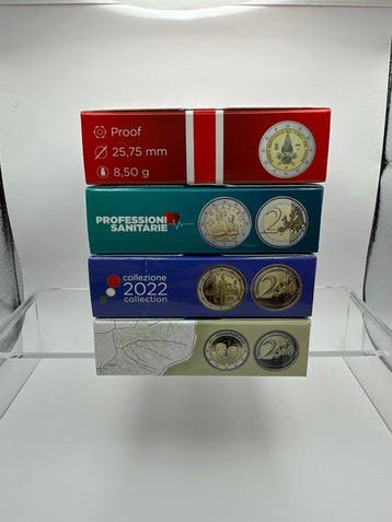 Italië. 2 Euro 2020/2022 (4 coins) Proof (Zonder