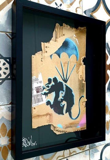 lasveguix (1986) - Rat with parachute, tribute to banksy