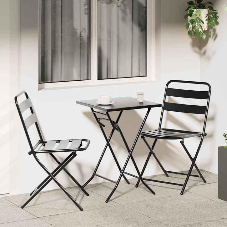 vidaXL Tuin Bistro Set 3 pcs Antraciet Staal, Tuin en Terras, Tuinsets en Loungesets, Nieuw, Verzenden