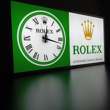 ROLEX ILLUMINATED SIGN WITH CLOCK - ROLEX VERLICHT