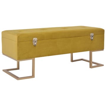 vidaXL Bankje met opbergvak 105 cm fluweel mosterdkleurig, Verzenden, Nieuw